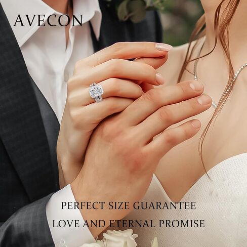 5CT Elongated Radiant Cut Wedding Ring Set for Women - White Gold Filled 925 Sterling Silver Vintage Filigree Bridal Rings Sets Halo Design Cubic Zirconia Engagement Ring Wedding Band, Size 8 in Saudi Arabia