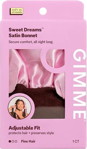 GIMME Beauty Sweet Dreams Satin Sleep Bonnet for Fine Hair - Pink, 1 Count in Kuwait