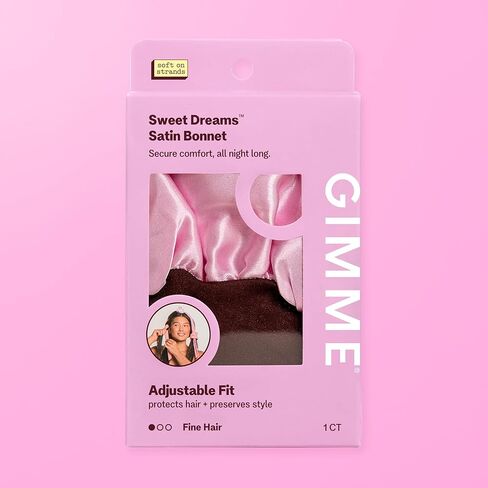 GIMME Beauty Sweet Dreams Satin Sleep Bonnet for Fine Hair - Pink, 1 Count in Kuwait