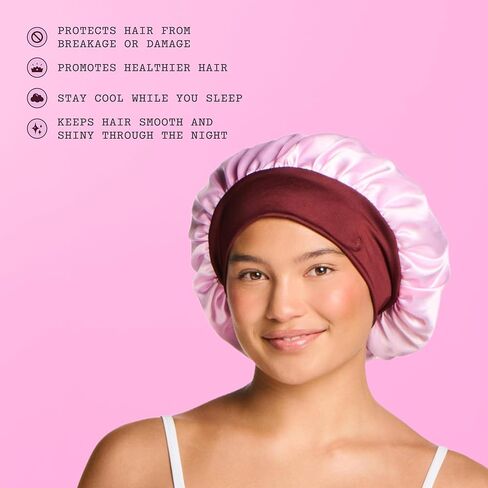 GIMME Beauty Sweet Dreams Satin Sleep Bonnet for Fine Hair - Pink, 1 Count in Kuwait