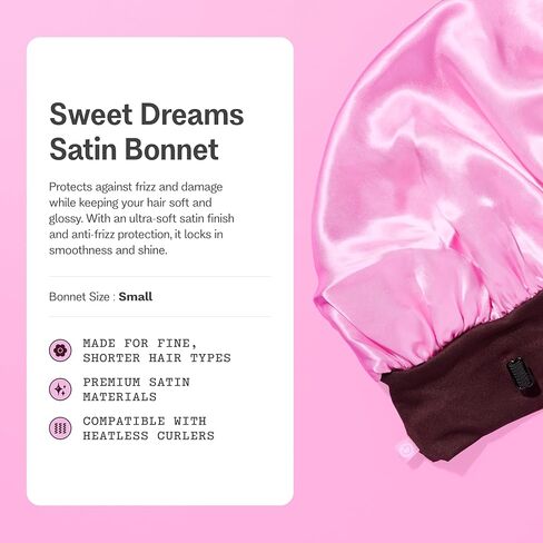 GIMME Beauty Sweet Dreams Satin Sleep Bonnet for Fine Hair - Pink, 1 Count in Kuwait