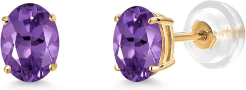 Gem Stone King 14K Yellow Gold Gemstone Birthstone Stud Earrings for Women | Oval 6X4MM | Fine Jewelry for Her Mom Wife in Saudi Arabia