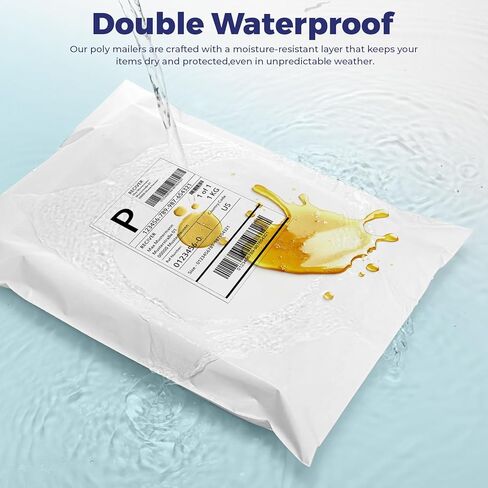 Fuxury 100 Pcs 10x13" Poly Mailers with 4x6" Thermal Labels, Waterproof Mailing Envelopes & Stickers for Clothing, Strong Adhesive Poly Shipping Postage Bags for Business (White) in Saudi Arabia