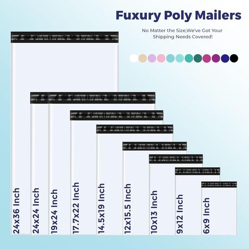 Fuxury 100 Pcs 10x13" Poly Mailers with 4x6" Thermal Labels, Waterproof Mailing Envelopes & Stickers for Clothing, Strong Adhesive Poly Shipping Postage Bags for Business (White) in Saudi Arabia