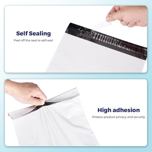 Fuxury 100 Pcs 10x13" Poly Mailers with 4x6" Thermal Labels, Waterproof Mailing Envelopes & Stickers for Clothing, Strong Adhesive Poly Shipping Postage Bags for Business (White) in Saudi Arabia