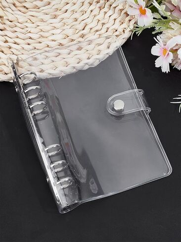 1Pcs A6 6-Ring Transparent PVC Binder Covers, Rectangle Notes Letter Paper Clip Clear Mini Paper Clips for DIY Office Business Supplies Home School Document Organization, 186x127x25.5mm in Saudi Arabia