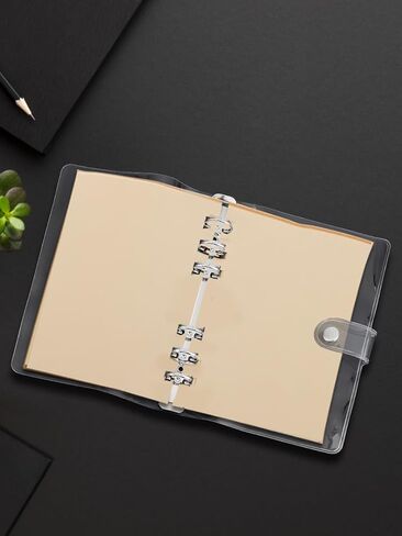 1Pcs A6 6-Ring Transparent PVC Binder Covers, Rectangle Notes Letter Paper Clip Clear Mini Paper Clips for DIY Office Business Supplies Home School Document Organization, 186x127x25.5mm in Saudi Arabia