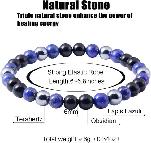 Jewever Triple Obsidian/Tiger eye/Terahertz Essential Oil Diffuses Energy Healing Crystal Yoga Bracelet Beads 6mm Handmade Stretch for Women in Saudi Arabia