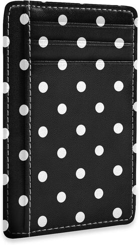 Bolaz Black Polka Dots Mini Front Pocket Wallet Credit Card Holder Slim RFID Blocking Sleeves for Women Men Credit Card Protector in Saudi Arabia