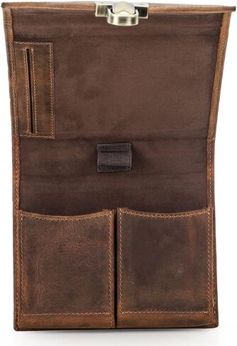 CONTACTS Full Grain Leather Playing Card Case for 2 Decks, Handmade Leather Playing Card Holder with A6 Notepad Pocket & Pen Loop Poker Card Travel Case for Adults in Saudi Arabia