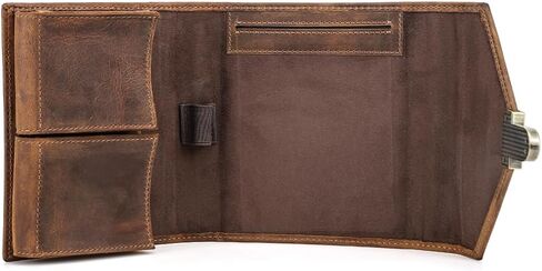 CONTACTS Full Grain Leather Playing Card Case for 2 Decks, Handmade Leather Playing Card Holder with A6 Notepad Pocket & Pen Loop Poker Card Travel Case for Adults in Saudi Arabia