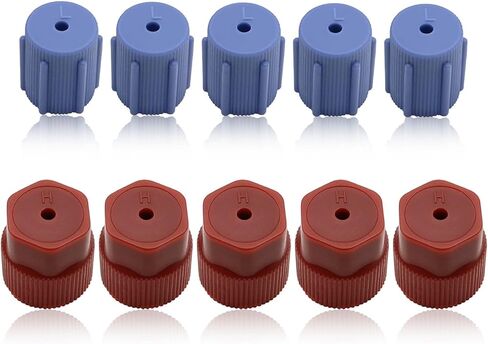 10Pcs R134a Cap A/C Cap 13mm & 16mm Air Conditioning Service AC System Charging Port Caps (5 Sets Blue Low & Red High) in Kuwait