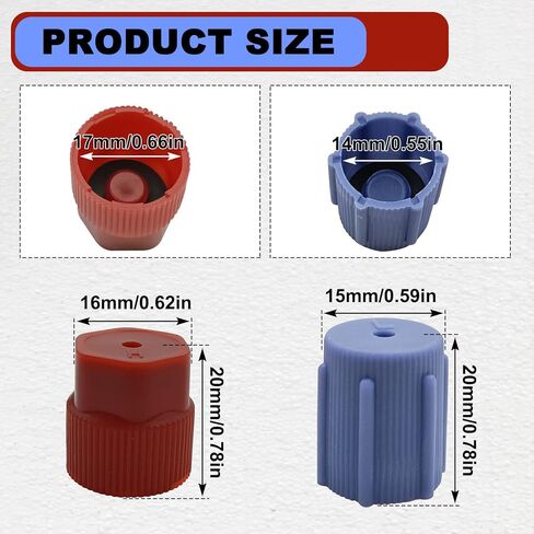 10Pcs R134a Cap A/C Cap 13mm & 16mm Air Conditioning Service AC System Charging Port Caps (5 Sets Blue Low & Red High) in Kuwait