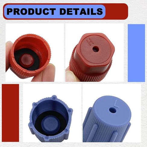 10Pcs R134a Cap A/C Cap 13mm & 16mm Air Conditioning Service AC System Charging Port Caps (5 Sets Blue Low & Red High) in Kuwait