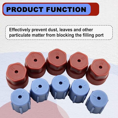 10Pcs R134a Cap A/C Cap 13mm & 16mm Air Conditioning Service AC System Charging Port Caps (5 Sets Blue Low & Red High) in Kuwait