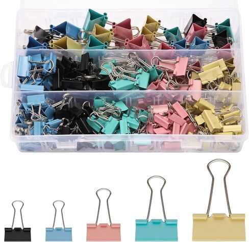 180 Pack Colored Binder Clips Bulk, 4 Size Assortment Includes Large, Medium, Small, Mini Metal Clips (1.26", 1", 0.75", 0.6"), Heavy-Duty Metal Paper Clamps for Office & School Supplies in Saudi Arabia