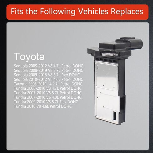 Mass Air Flow Sensor for Toyota Sequoia 2005-2019 / Tacoma 2005-2019 / Tundra 2006-2010 Replace OE# 222040F030 2220475030 74-50056 in Saudi Arabia