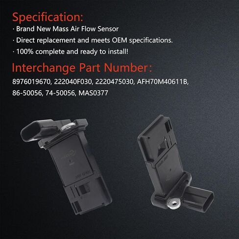 Mass Air Flow Sensor for Toyota Sequoia 2005-2019 / Tacoma 2005-2019 / Tundra 2006-2010 Replace OE# 222040F030 2220475030 74-50056 in Saudi Arabia