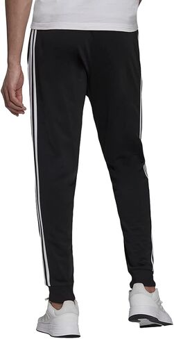 بنطال Adidas رجالي دافئ من التريكو مدبب 3 خطوط أسود/أبيض 4X-Large/Tall in Kuwait