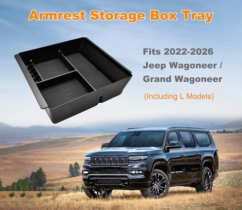 صينية تنظيم وحدة التحكم المركزية متوافقة مع ملحقات 2022-2026 Jeep Wagoneer/L، 2022-2026 Jeep Grand Wagoneer/L، صندوق تخزين مسند الذراع مع حاوية للعملات المعدنية (ليس لـ Wagoneer S) in Saudi Arabia