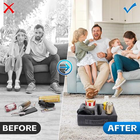 G GOOD GAIN Couch Cup Holder Pillow-Sofa Cup Holder Cozy Buddy | Bed Drink Caddy Holds Tablet, Remote, Snacks | Waterproof Anti-Spill Sofa Beverage Tray for Car, Park, Beach, Picnic, Boat, RV(Grey) in Saudi Arabia