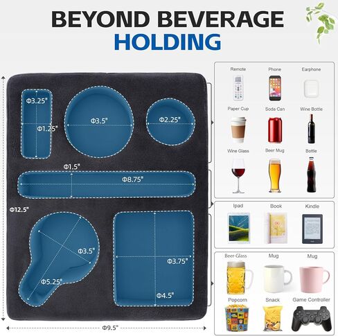 G GOOD GAIN Couch Cup Holder Pillow-Sofa Cup Holder Cozy Buddy | Bed Drink Caddy Holds Tablet, Remote, Snacks | Waterproof Anti-Spill Sofa Beverage Tray for Car, Park, Beach, Picnic, Boat, RV(Grey) in Saudi Arabia