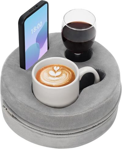 G GOOD GAIN Couch Cup Holder Pillow-Sofa Cup Holder Cozy Buddy | Bed Drink Caddy Holds Tablet, Remote, Snacks | Waterproof Anti-Spill Sofa Beverage Tray for Car, Park, Beach, Picnic, Boat, RV(Grey) in Saudi Arabia