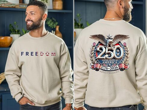 قميص الذكرى السنوية الـ 250 من Freedom، سويت شيرت وهودي، ملابس استقلال الولايات المتحدة الأمريكية 250 عامًا، الذكرى السنوية لأمريكا 1776-2026، قميص الحرية الوطنية، زي الرابع من يوليو متعدد الألوان in Saudi Arabia