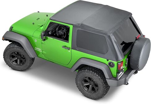 MasterTop SkyMaster Frameless Fastback Soft Top - Fits Jeep Wrangler JK Unlimited 4-Door 2007-2018 - Jeep Soft Top Jeep Wrangler Soft Top 4 Door - Includes Soft Top Hardware - Black MasterTwill in Saudi Arabia