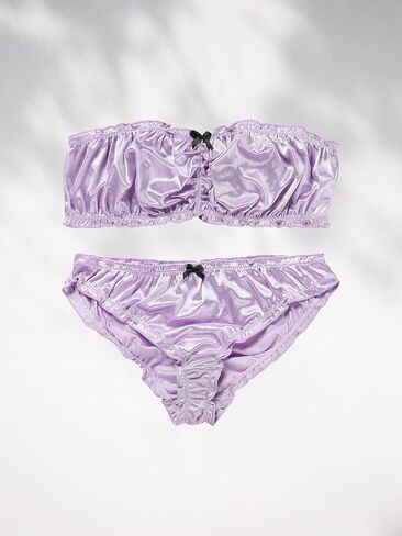 Strapless Bra and Panty Set, Satin Bandeau Lingerie Set, Sweet Sexy Luxury Underwear in Saudi Arabia