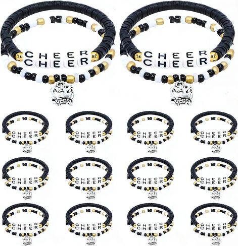 Yesaior 48 جهاز كمبيوتر شخصى هدايا المشجع للفتيات يهتف الطين رسالة الخرز مطرز أساور تكويم أساور الصداقة هيشي سيرفر أساور يهتف فريق الهدايا للمشجعين in Kuwait