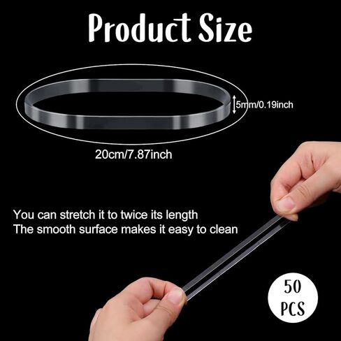 50 Pcs Clear Large Rubber Bands, Transparent High Elastic Rubber Bands, Stretchable Heavy Duty for Securing Thick Files Garbage Office Crafts in Saudi Arabia