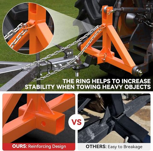 3 Point 2" Trailer Hitch Receiver Compatible with Quick Hitch for Category 1 Tractors, Heavy Duty Tractor Mover Drawbar, Farm Equipment and Subcompact Trailer Hitch for Tractor Standard Cat 1(Orange) in Saudi Arabia