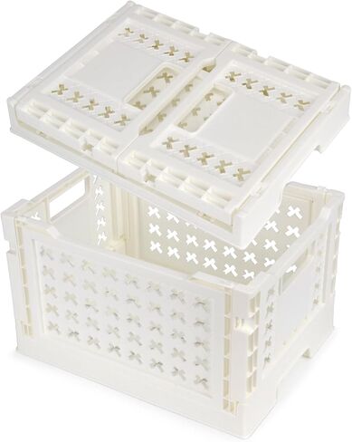 Domiella 2-pack سلال PP عالية القوة قابلة للطي - صناديق تخزين قابلة للطي للمطبخ والتخييم والمكتب والمنزل، منظم داخلي خارجي مقاوم للتآكل، صغير باللون الأزرق والأصفر والأزرق والوردي in Kuwait