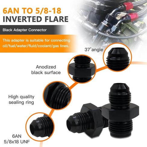 6AN ذكر مضيئة إلى 5/8 "-18 محول مضيئة مقلوب مناسب لمبرد ناقل الحركة Tru Cool 40k 40,000، مناسب لتوصيل الزيت/الوقود/الماء/السوائل بواسطة Acupress in Saudi Arabia