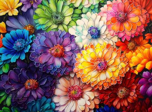 Rainbow of Flowers 1000 Piece Adult Jigsaw Puzzle by Cross & Glory: Stunningly Vibrant Colors, Challenging Brain Exercise, for Puzzle Lovers! in Saudi Arabia