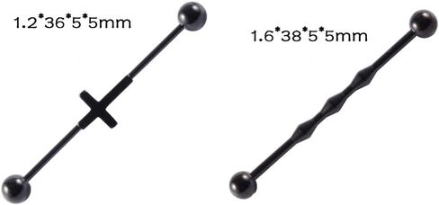 2Pcs 14G 16G Industrial Barbell Earrings for Women Men Minimalist Stainless Steel Cross Cartilage Piercing Barbell Earrings Industrial Piercing Jewelry in Saudi Arabia