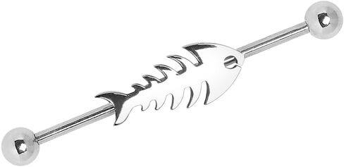 Pierced Owl 14GA 316L Stainless Steel Fish Bone Industrial Barbell in Saudi Arabia