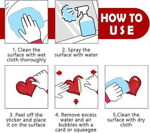 Mfault 133 PCS Valentine's Day Window Clings 9 Sheets, Red Pink Love Hearts Plaid Stripes Polka Dots Valentine Wall Sticker Decal Decoration, Anniversary Wedding Holiday Living Room Home Kitchen Decor in Kuwait