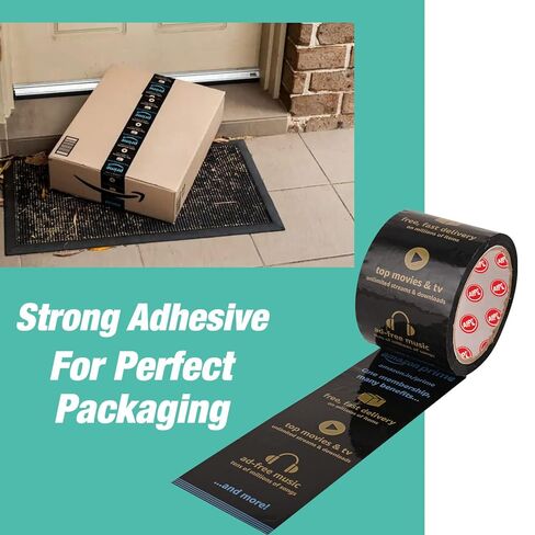 Amazon.in branded Prime Packaging Tape with Strong Adhesive No Residue Easy to Use & Pack Items Multipurpose Usage (Black, 1 Pc) in Saudi Arabia