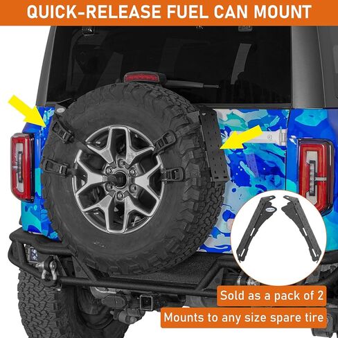 Hooke Road 2PCS Universal Fit Gas Can Spare Tire Mount Brackets, Quick Release Camping Tool Storage Racks for Rotopax Fuel Can, Water Tanks, Offroad Accessory in Kuwait