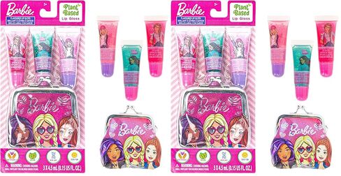 Townley Girl Barbie Coin Purse and Plant-Based Lip Gloss Set, Cute Pouch Wallet Small Money Bag Toy, Ages 3 and Up, in Kuwait