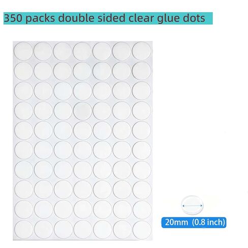 350 Packs Double Sided Sticky Dots, 20mm Clear Removable Glue Dots, Strong Hold Invisible Adhesive Dots for Balloons, Wall Hanging, Posters, Crafts, Photos (350, 200mm) in Saudi Arabia