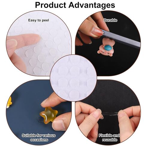 400pcs 10mm Adhesive Dots, 10mm/0.4" Reusable Double Sided Adhesive Dots Clear Removable Round Stickers Suitable Sticky Tape for Crafts Pictures Balloons Posters Dolls in Saudi Arabia