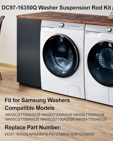 قضبان تعليق الغسالة DC97-16350Q WA55A7700AV تناسب سامسونج WA55A7700AV WA55A7300AE WA55CG7100AV، WA55CG7100AW، WA55CG7100AD، استبدل AP6806418 PS12708543 EAP12708543، 4 قطع in Kuwait