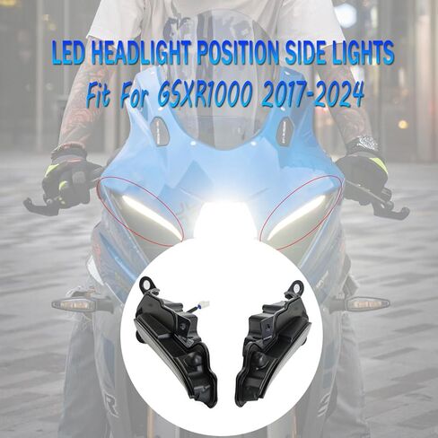 مصباح أمامي GSX-R1000 (K17/L7) مع LED DRL لسوزوكي 2017-2024، مجموعة المصابيح الأمامية الأمامية، غطاء أسود وعدسة شفافة GSXR1000 in Saudi Arabia