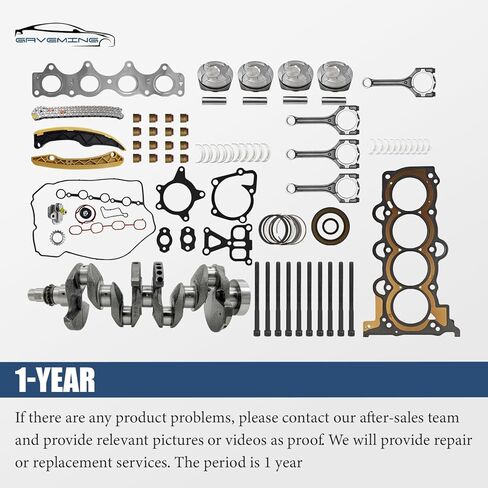 G4FD 1.6L Engine Rebuild Kit with Crankshaft, Connecting Rods & Timing Chain Kit – Fit for Hyundai Accent Veloster 2012-2017, Fit for Kia Rio Soul 2012-2017 – Replaces 23110-2B610 23510-2B010 in Kuwait