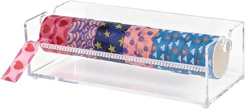 Acrylic Washi Tape Dispenser, Tape Holder Organizer Sticker Roll Cutter Desktop Masking Tape Holder Washi Tape Dispenser with Cutter for Office Home School (Not Include Tape) in Saudi Arabia