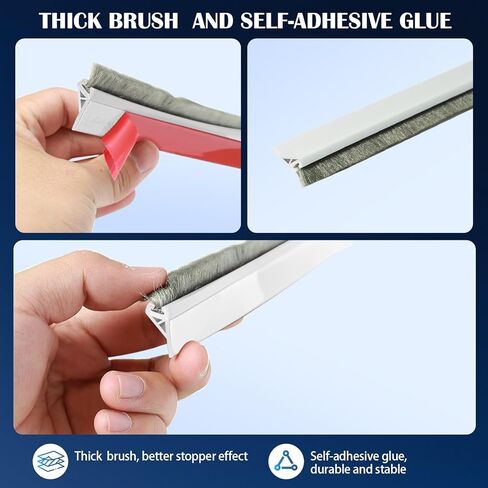 ممسحة باب لأسفل الباب، سدادة مسودة باب ذاتية اللصق، تصميم مثلث يضمن سدادة مسودة مستقيمة ومتينة، ختم تجريد للغبار والضوضاء وعزل الهواء، أبيض، 99 سم in Kuwait