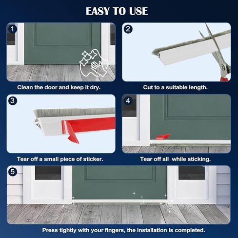 ممسحة باب لأسفل الباب، سدادة مسودة باب ذاتية اللصق، تصميم مثلث يضمن سدادة مسودة مستقيمة ومتينة، ختم تجريد للغبار والضوضاء وعزل الهواء، أبيض، 99 سم in Kuwait